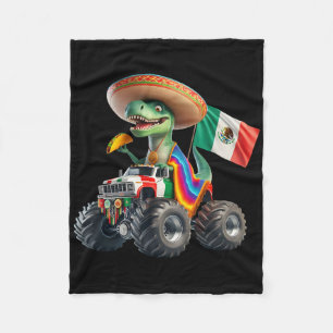 Funny Dinosaur Taco Monster Truck Cinco De Mayo Vi Fleece Blanket