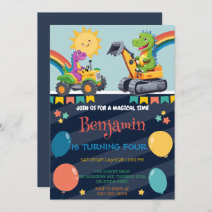 Funny dinosaur tractor balloon boy Back To School 