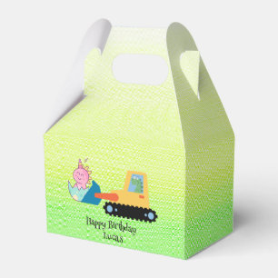 Funny dinosaur tractor Birthday party DIY Name Favour Box