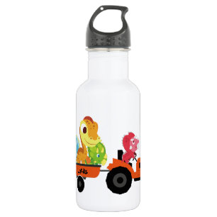 Funny dinosaur tractor boys School Birthday party 532 Ml Water Bottle