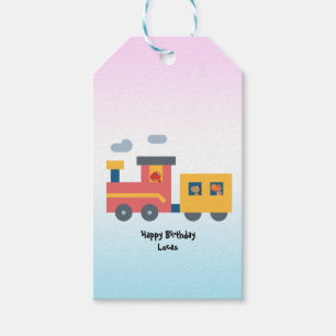 Funny dinosaur train truck boy School Birthday Gift Tags