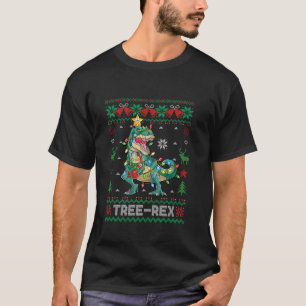 Funny Dinosaur Tree Rex Ugly Christmas Sweater Boy