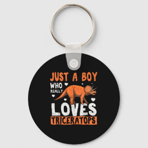 Funny Dinosaur Triceratops Apparel For Boys Key Ring