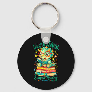 Funny dinosaur unearth story summer reading kids key ring