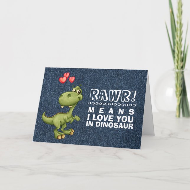 Funny Dinosaur Valentine's Day  Holiday Card (Front)