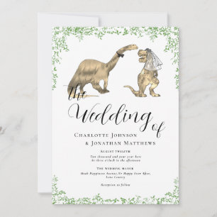 Funny dinosaur wedding qr code invitation