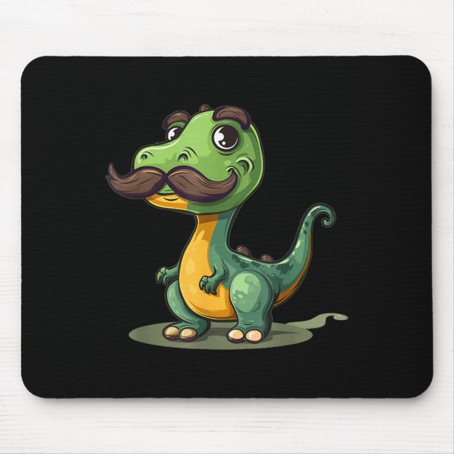 Funny Dinosaur With Mustache Beard For Adults And  Mouse Pad (Front)