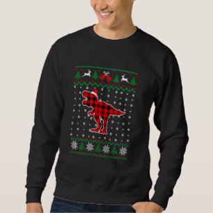 Funny Dinosaur Xmas T Rex Santa Hat Christmas Buff Sweatshirt