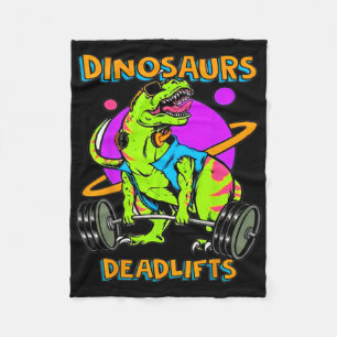 Funny Dinosaurs And Deadlifts Weightlifting Bodybu Fleece Blanket