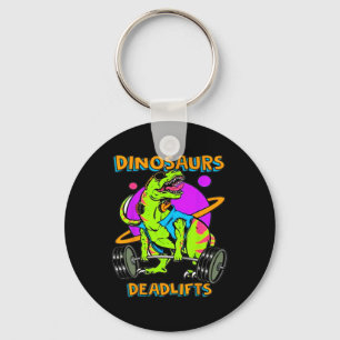Funny Dinosaurs And Deadlifts Weightlifting Bodybu Key Ring