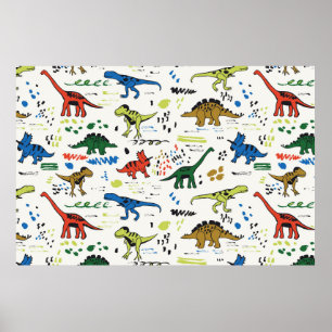 funny dinosaurs graphic colour pattern poster