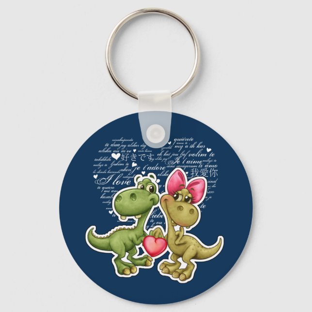 Funny Dinosaurs Valentine's Day Gift  Key Ring (Front)