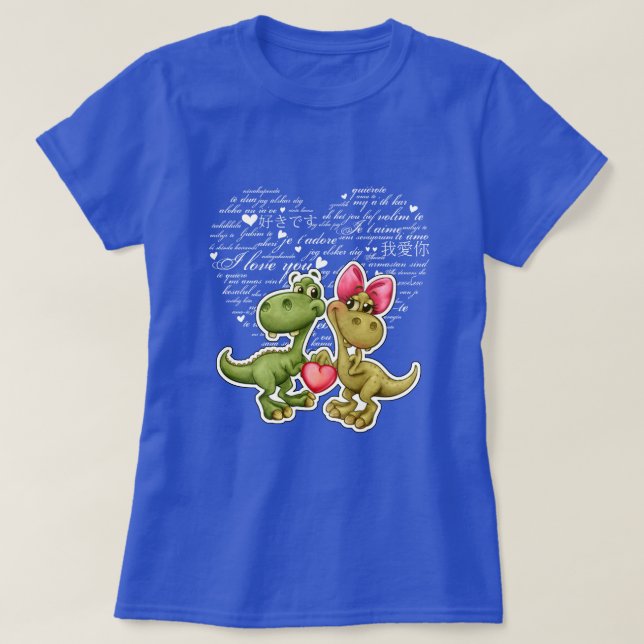 Funny Dinosaurs Valentine's Day T-Shirt (Design Front)