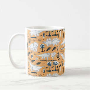 funny dinosaurs with palm leaves pattern coffee mug