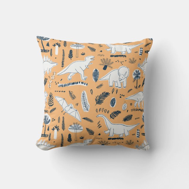 funny dinosaurs with palm leaves pattern cushion (Front)