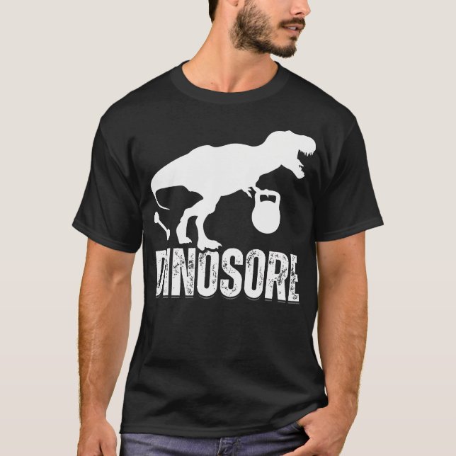 Funny Dinosaurs Workout Gym Fitness Lifting Cute D T-Shirt (Front)