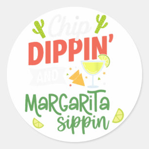 Funny Dippin' And Margarita Sippin' Cinco De Mayo Classic Round Sticker