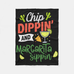 Funny Dippin' And Margarita Sippin' Cinco De Mayo  Fleece Blanket