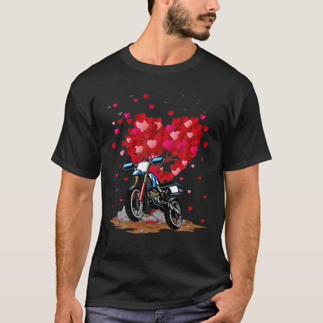 Funny Dirt Bike Lover Heart Shape Dirt Bike Valent T-Shirt (Front)