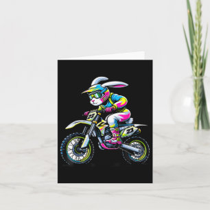Funny Dirt Bike Player Bunny Kids Womens Men Easte Card