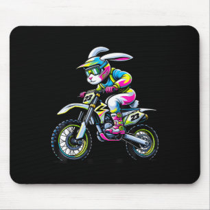 Funny Dirt Bike Player Bunny Kids Womens Men Easte Mouse Pad