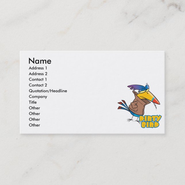 funny dirty bird naughty toucan cartoon business card (Front)