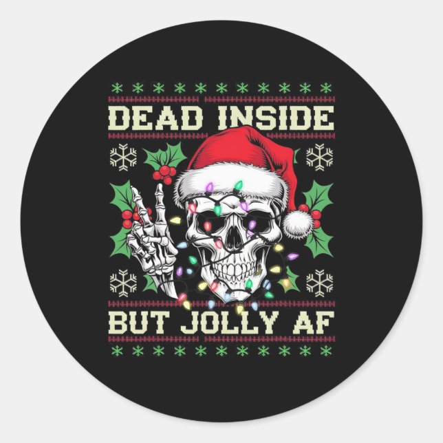 Funny Dirty Christmas Ugly Sweater  Classic Round Sticker (Front)