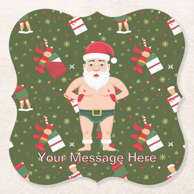 Funny Dirty Santa Christmas Collection Paper Cups Paper Coaster (Front)