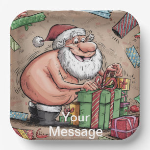Funny Dirty Santa Christmas Collection Paper Plate