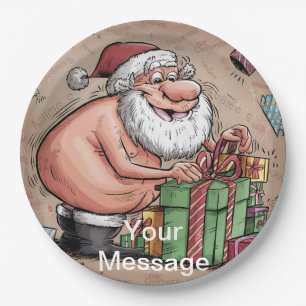 Funny Dirty Santa Christmas Collection Paper Plate