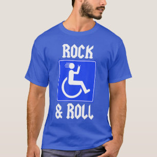 Funny Disability Rock Roll Wheelchair User Music L T-Shirt