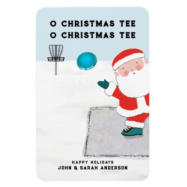 Funny Disc Golf Christmas Card Magnet (Vertical)
