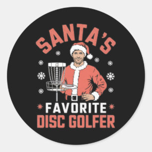 Funny Disc Golf Christmas Men Xmas Disc Golf Santa Classic Round Sticker