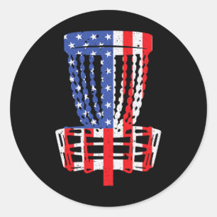 Funny Disc Golf Designs For Men Women American Fla Classic Round Sticker