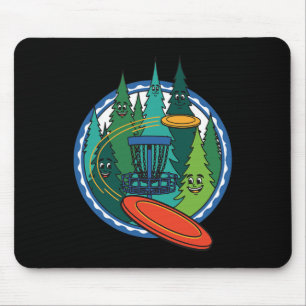 Funny Disc Golf Flying Disc Sket Forest Scene Mouse Pad