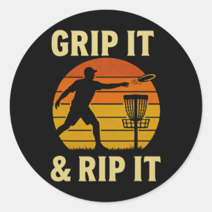 Funny Disc Golf Gift – Putt Happens Cartoon Design Classic Round Sticker