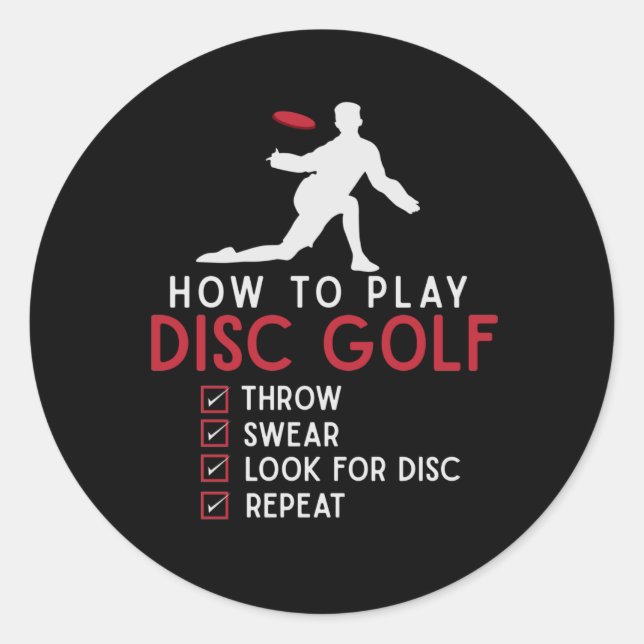 Funny Disc Golf Instruction Frisbee Disc Golfing Classic Round Sticker (Front)