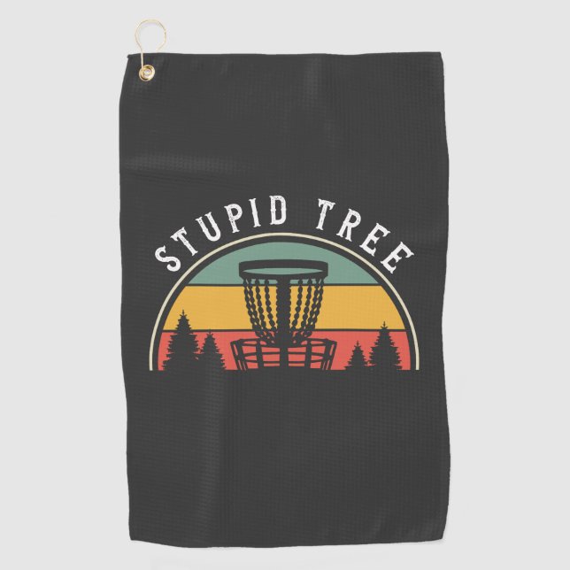 Funny Disc Golf Lover Stupid Tree Towel (Front)