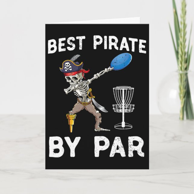 Funny Disc Golf Pirate Skeleton Halloween Frisbees Card (Front)