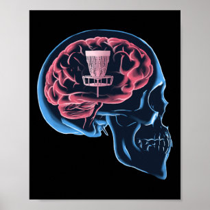 Funny Disc Golf Player Brain Disc Golf Sport Poster