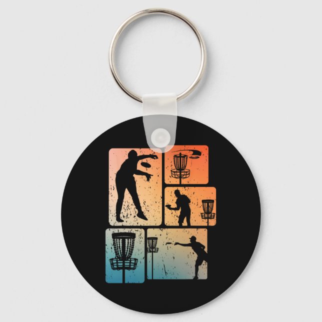 Funny Disc Golf Player Cool Flying Disc Sports Ent Key Ring (Front)