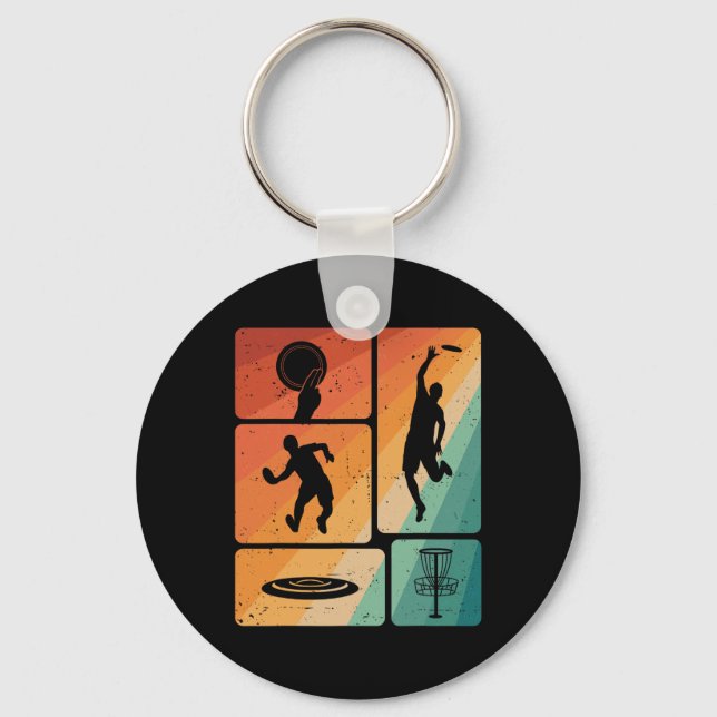 Funny Disc Golf Player Cool Flying Disc Sports Ent Key Ring (Front)