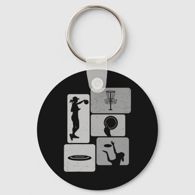 Funny Disc Golf Player Cool Flying Disc Sports Ent Key Ring (Front)