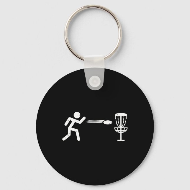 Funny Disc Golf Player Stick Figure Disc Golf  Key Ring (Front)