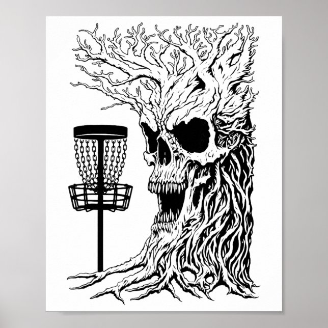 Funny Disc Golf Player Stupid Guardian Trees Skull Poster (Front)