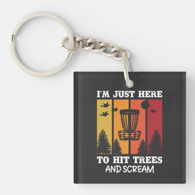 Funny Disc Golf Quote Retro Disc Golf Key Ring (Front)