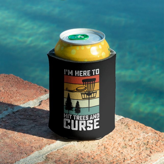 Funny Disc Golf Shirt Hit Trees and Curse Retro Can Cooler (In Situ Pool)