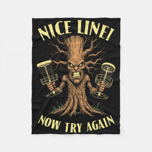 Funny Disc Golf Sket Guardian Tree Nice Line Try A Fleece Blanket (Front)