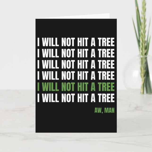 Funny Disc Golf Tee Frisbee Golf Humour, Hit A Tre Card (Front)