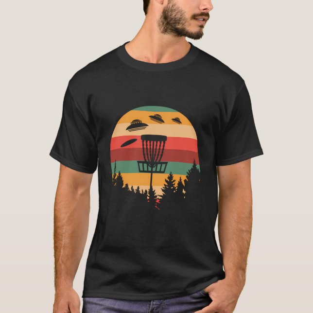 Funny Disc Golf Ufo Gift Player Coach Retro T-Shirt (Front)